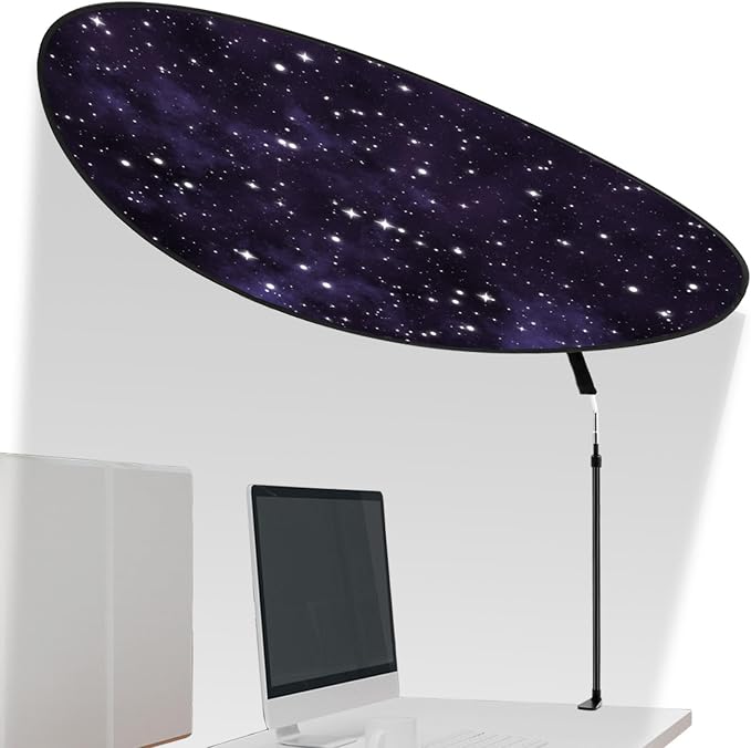 Large Adjustable Office Cubicle and Desk Shade,51'' Portable Cubicle Light Shade with Clamp Foldable Rotatable Canopy Blocks Light or Disturbance for Working Accessories(Starlit Sky)