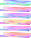 Dezzer 6 Pack Acrylic Shelves for Wall, 15" Acrylic Floating Shelves for Bathroom Bedroom, Invisible Bookshelf Wall Ledge Storage Shelf Books Perfume Toys Action Figure Display Shelves, Iridescent