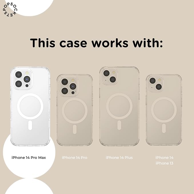 PopSockets iPhone 14 Pro Max Phone Case with MagSafe, Wireless Charging Compatible, Bookish - Spooky Book Club Clear