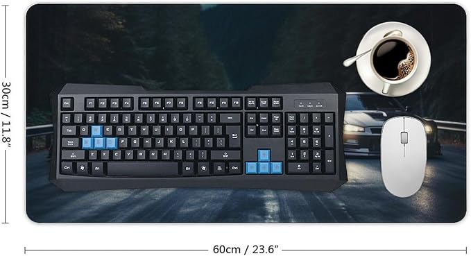 Sports Car Racing Gaming Mouse Pad R34 JDM Car Large Mousepad Cool Big Computer Desk Mat Desk Pad for Keyboard and Mouse Mat Non-Slip Base 23.6 x 11.8 Inch