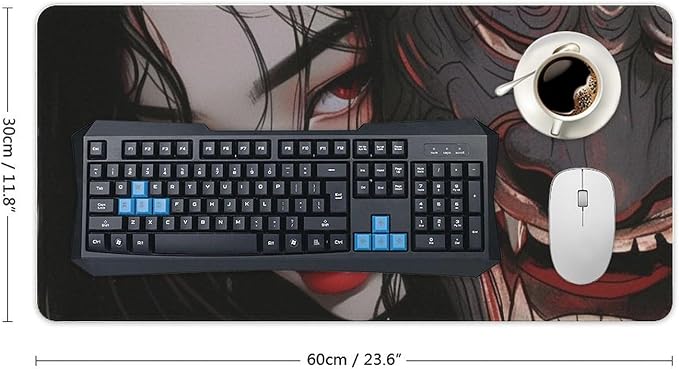 Large Mouse Pad Gaming Mousepad Japanese Fantasy Female Samurai Anime Girl Desk Mat for Keyboard and Mouse Mat Non-Slip Rubber Desk Pad 30x60cm, Style