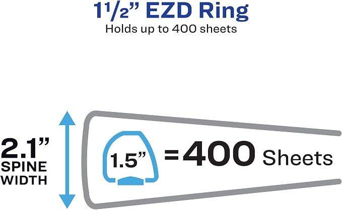Avery Heavy-Duty 3 Ring Binder, 1.5" EZD Rings, 1 Black Binder | For Heavy School, Home and Office Use, Reinforced Construction, One Touch EZD Rings, Wide Panels, Four Stacked Pockets