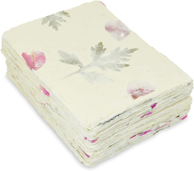 Handmade Lokta Card Stock 5x7 Deckle Edge, Forest Wanderer (100 Sheets) | Kathmandu Valley Co. pressed flowers & leaves, decorative stationery, DIY wedding invitations, thank you notes, made in Nepal