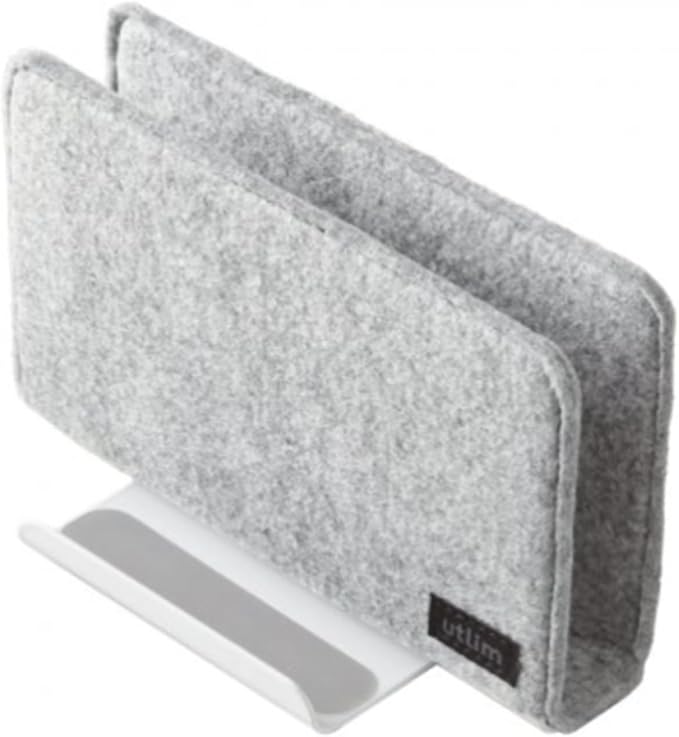 Sonic Utlim Vertical Laptop Stand for Desk, Dock Holder with Felt Cover, Desk Organizer, Storage and Stand for All MacBooks, Windows Laptops, Tablets, and Smartphones, UT-5352-W