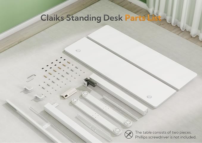 Claiks Electric Height Adjustable Standing Desk, 32x19 Inch, White | Smooth Height Adjustment, 3 Memory Presets, Cable management hub & hook, Stable Steel Frame, 156 lbs Capacity, Easy Assembly