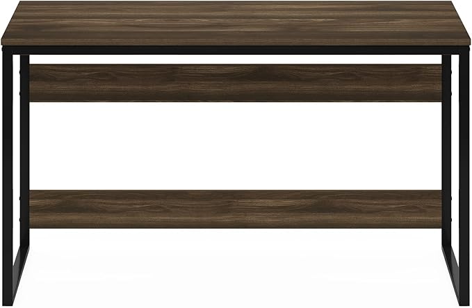Furinno Moretti Desk, 52 Wide Metal Frame Gaming Desk, Rectangular Computer Desk, Writing Desk, Office Desk for Home Office, Study Room, Dorm, Bedroom, Brown Walnut