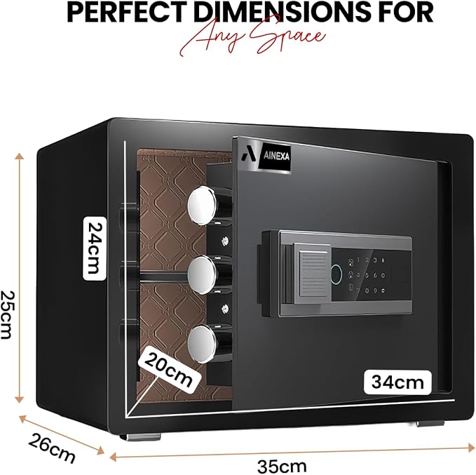 Amazon Basics Steel Home Security Safe with Electronic Keypad, Programmable Combination Lock for Documents, Jewelry, Valuables, Removable Shelf, 1.52 Cubic Feet, Black, 13.8"W x 13"D x 16.5"H