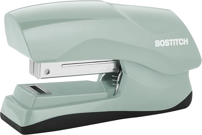 Bostitch Heavy Duty Compact Stapler, 40-Sheet Capacity, No-Jam Technology, Flat Clinch Design, Half-Strip Desktop Stapler, Sage