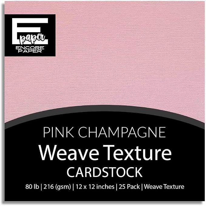 Pink Champagne—12x12 Textured Cardstock | 80lb Textured Pink Scrapbook Paper | Premium Cardstock for Cricut Cutting | 25 Sheets