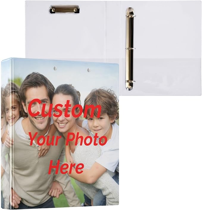 Custom Binder Personalized with Phone 3 Ring Binder with 2 Interior Pockets and Clipboard 1.5 inch Binders 3 Ring Heavy Duty Fit 8.5" x 11" Letter Size for Office School, 2 Pack