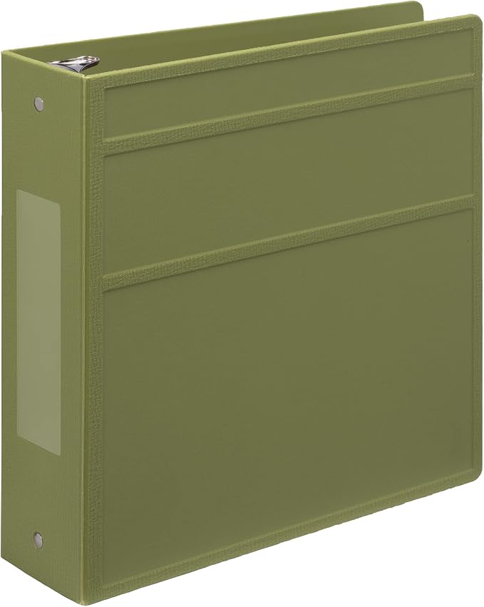 Carstens 3-Inch Heavy Duty 3-Ring Binder - Side Opening, Sage, Durable Plastic, Precision No-Gap Rings, Waterproof Cover, No Pockets, Holds 400 US Letter Sheets, BPA-Free, Made in USA (1714-3R)