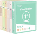 6 Pack 3 Ring Binder, 1 Inch Clear View Binders (Fit 8.5x11 Inches) | 175 Sheets Paper Capacity, Pastel Binders with 2 Interior Pockets for Office Supplies, School & Home (6 Light Colors)