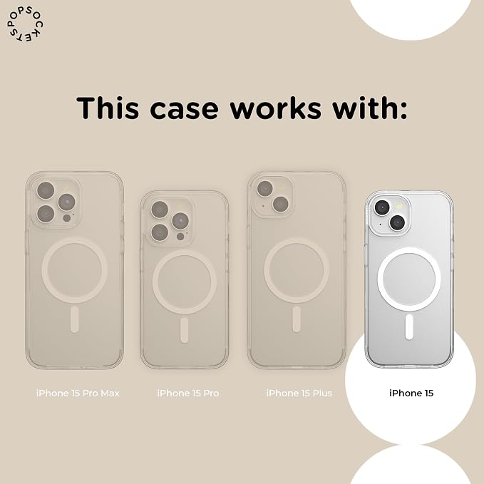 PopSockets iPhone 15 Case Compatible with MagSafe, Phone Case for iPhone 15, Wireless Charging Compatible, Case Only - Red Shrooms