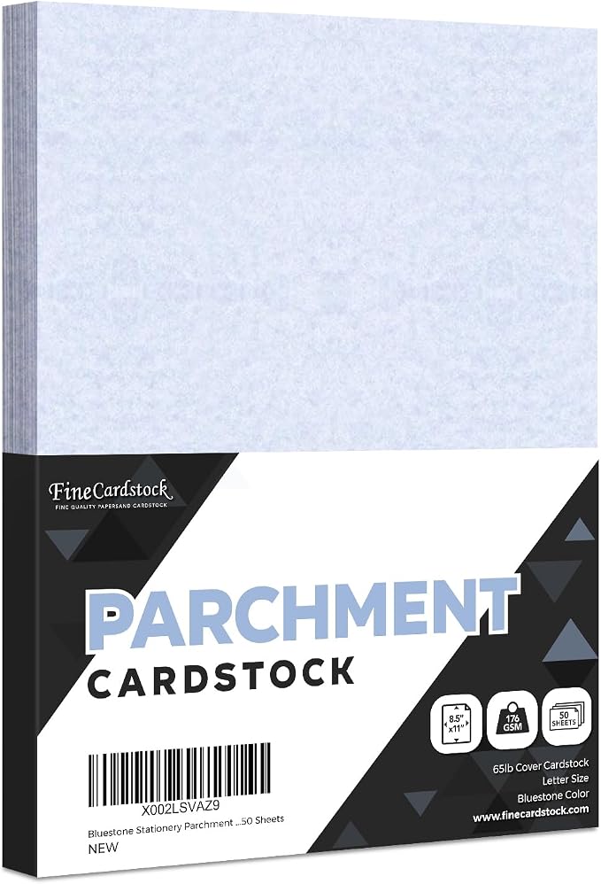 Bluestone Stationery Parchment Recycled Paper | 65Lb Cover Cardstock | 8.5” x 11” Inches | 50 Sheets Per Pack