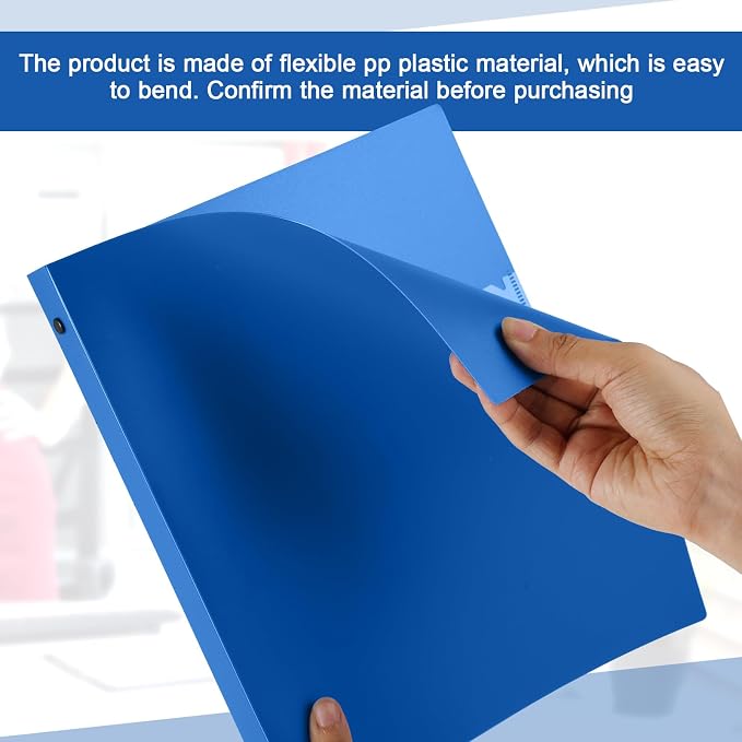 Henoyso 8 Pcs 1 Inch 3 Ring Plastic Binders, Bulk Flexible PP Binders for Classroom & School Supplies, Letter Size 8.5 x 11, Holds 240 Sheets with Interior Pocket (Blue)