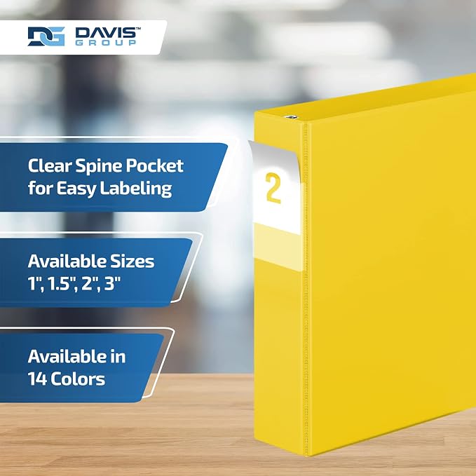 Premium Economy 6-Pack 3-Ring Binders for School or Office, D-Ring Binders, 2 Inch, Yellow
