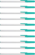 DISCOUNT PROMOS Value Stick Pens Set of 10, Bulk Pack - Black Ink, Great for Office, School, Business, Tradeshows, Events - Teal