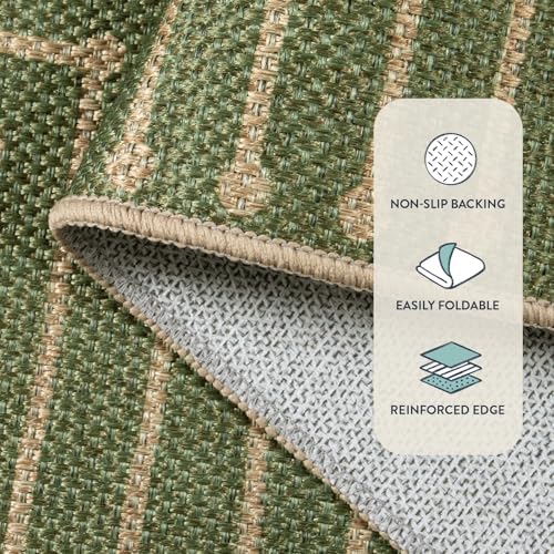 Lahome Green 3x5 Outdoor Rug for Entryway,Rhombus Easy Jute Frotn Porch Rug