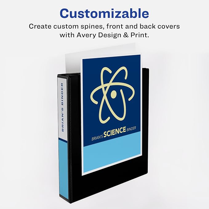 Avery TouchGuard 3 Ring Binder, 1.5" Slant Rings, 1 White Binder | For Daily School, Office and Hospital Use, TouchGuard Surface Protection, Customizable Clear Covers, Smudge-Resistant Pockets