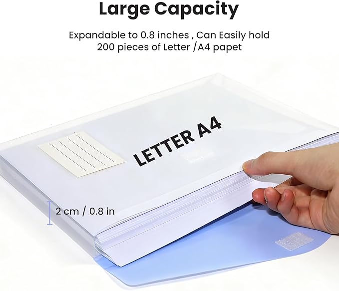 11-Hole Binder Pockets, Fits Letter/A4 Size for 2/3/4 Ring Binder, 30 Pack | Plastic Expanding File Folders with Label & Hook-Loop Closure, 200-Sheet Capacity, Suitable for Home, Office, School