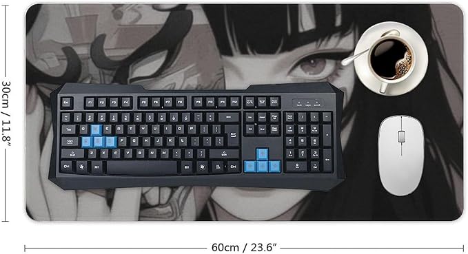Gaming Mouse Pad Large Mousepad Female Samurai Anime Girl Cool Retro Japanese Desk Mat Big Mousepad Extended Keyboard Computer Pad Office Desk Organizers and Accessories 30x60cm, Style