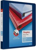Staples Heavy-Duty 1-Inch D-Ring View Binder, Reinforced Spine, Holds Up to 275 Sheets, Blue, for Office & School
