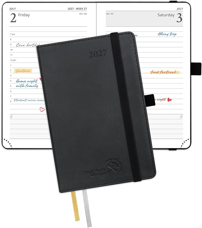 POPRUN 2027 Small Daily Planner One Page Per Day,Pocket Size Daily Calendar