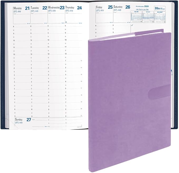 Quo Vadis 2026 Minister - Weekly/Monthly Planner - 12 Months, Jan. to Dec. - 6 1/4 x 9 3/8" - Smooth Faux Suede Texas Violet Cover- Time Management Appointment Organizer