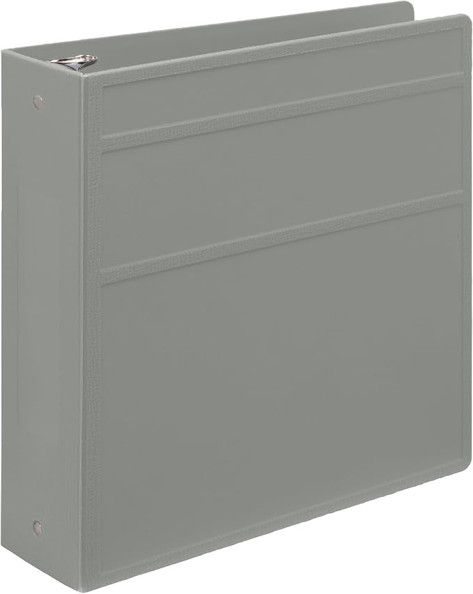 Carstens 3-Inch Heavy Duty 3-Ring Binder - Side Opening, Ash Gray, Durable Plastic, Precision No-Gap Rings, Waterproof Cover, No Pockets, Holds 400 US Letter Sheets, BPA-Free, Made in USA (1742-3R)