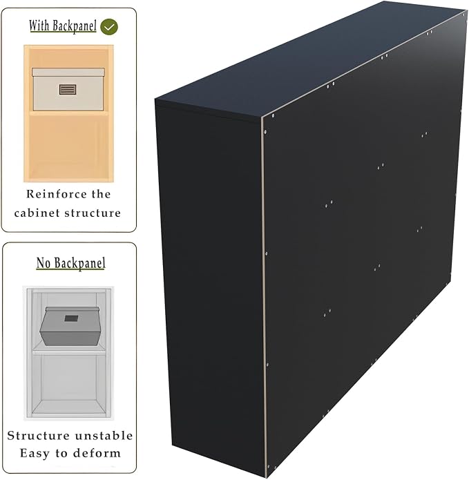 12-Cube Storage Shelf Bookcase, Black | Wooden 3-Tier Open Bookshelf, Fits 11×11" Bins, Vertical or Horizontal Use, Full Back Panels, For Home Office