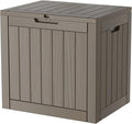 TARKARI 35 Gallon Lockable Resin Deck Box, Waterproof & UV-Resistant Outdoor Storage Box for Outdoor Cushion Storage, Garden Tools & Pool Accessories Storage, Gray