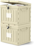 Oterri Lockable Stackable Plastic File Box with Lid for Letter-Size | Hanging File Folders Not Included. Lhaki, Large 2-Pack. Home, Office, Classroom, Dorm, Tax, Under Bed, Filing Cabinet.