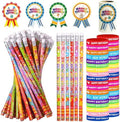 172 Pcs Birthday Pencils Set: 36 Happy Birthday Pencils, 36 Wristbands, 100 Badge Stickers for Teacher, Classroom, Party Favors