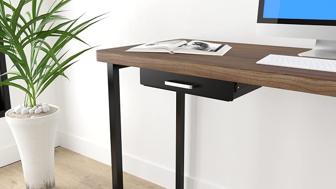 Gome Under Desk Pull-Out Drawer - Storage Organizer Office Mounted, Easy Slide-Out Pencil Drawer for Space Saving, Ideal for Sit-Stand Workstation with 1.2" High Crosspiece