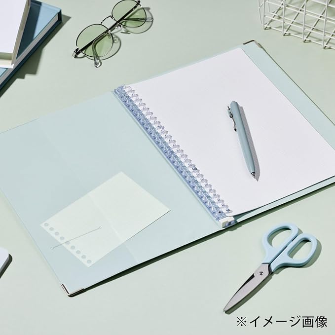 Maruman YOUANCE 20-Ring Binder, Holds 70 Sheets, A5 5.83"x8.27", Mint Green | Durable Vinyl Cover, Storage Pocket, Includes 10 3mm Graph Paper Sheets & Clear Sheet Protector, Made in Japan
