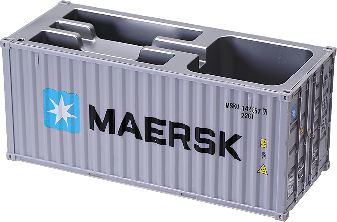 Desk Organizer, Pen Pencil Holder, Business Name Cards Holder, Shipping Container Model Storage Box, Secret Storage Box with Multiple Compartments Office Supplies Multi-function (MAERSK)