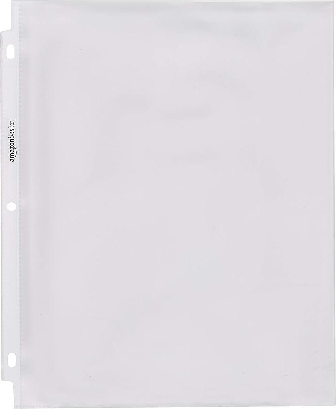 Amazon Basics Heavy Duty Non-Glare Sheet Protector for Documents, 3 Ring Binder, Top Loading, Letter Size, Clear, 500-Pack