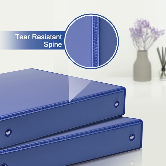 COMIX Sturdy 1.5 Inch 3 Ring Binder with Clear View Cover | 1.5"Heavy Duty Round Ring,PVC-Free Board,Holds 300 Letter Sheets,Wholesale for Offices & Classrooms,6 Pack (Dark Blue)