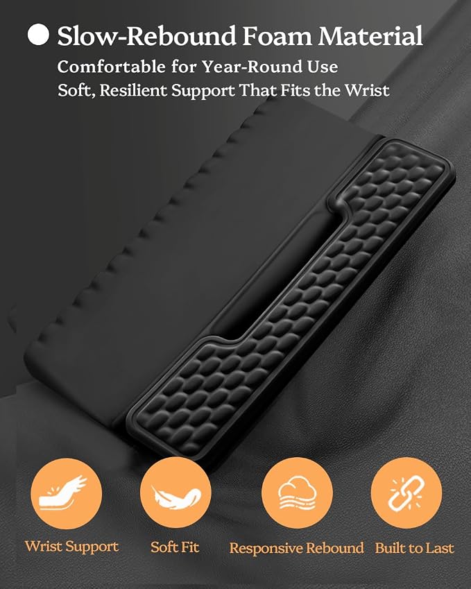 Wrist Rest for Computer Keyboard, 2 in 1 Keyboard Wrist Support Pad, Memory Foam Keyboard Riser Holder Lift Tray with Wrist Pad for Easy Typing for Office Desk, Home, School (Square Black)