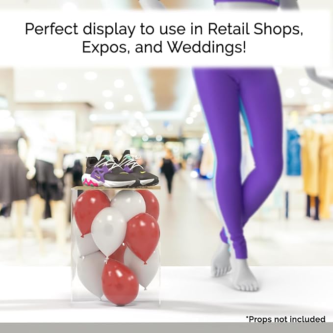 Marketing Holders 4 Pack 12" x 12" x 16" Riser Box Acrylic Display with One Open Side No Lids Versatile Tall Plexiglass Retail Product Storage Bin or Wedding Floral Centerpiece Pedestal