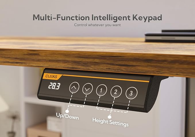 Claiks Electric Height Adjustable Standing Desk, 35x20 Inch, Rustic Brown | Smooth Height Adjustment, 3 Memory Presets, Cable Management Hub&Hook, Stable Steel Frame, 176lbs Capacity, Easy Assembly
