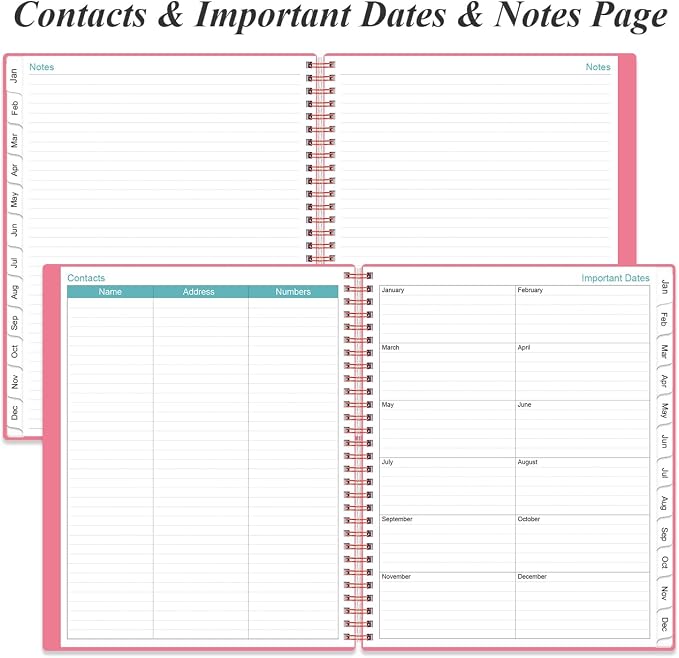 Daily Planner 2026 Full Page Per Day- 2026 Daily & Monthly Planner from January 2026 to December 2026, Day Planner 2026 with 12 Months Tabs, 8.5" x 11", Pink