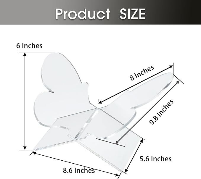 Large Butterfly Clear Acrylic Book Stand - Perfect for Displaying Open Book on Your Coffee Table - Ideal for Bibles, Cook Books, Guest Books, Magazines, Each with a Lucite Paperweight