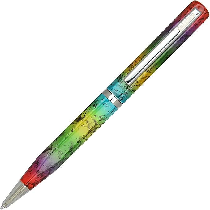 Lanier Licia Ballpoint Pen - Shiny Chrome Ring & Parts with Medium Tip 0.7mm Cross Style Refill (with Accents - White or Black or Pink or Purple)