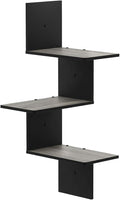 Furinno Rossi 3-Tier Corner Floating Shelves for Wall, French Oak | Corner Square Wall Shelf, S-shape Radial Wall Mounted Book Shelf, for Bathroom, Bedroom, Living Room