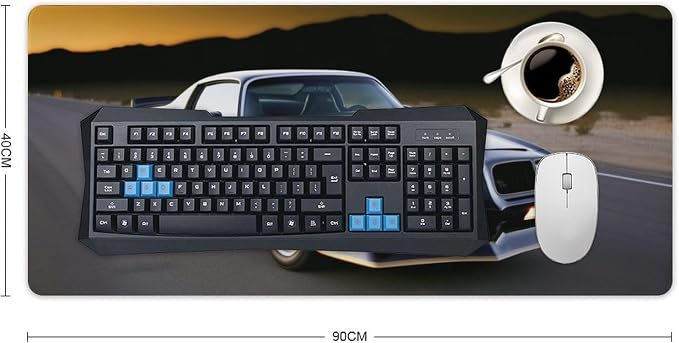 Classic American Muscle Car Mouse Pad Gaming Cool Mousepad Large Extended Computer Desk Pad Mat with Non-Slip Rubber Base Vintage Office Desk Accessories 35.4" x 15.7"