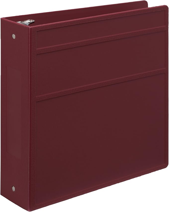 Carstens 3-Inch Heavy Duty 3-Ring Binder - Side Opening, Wine, Durable Plastic, Precision No-Gap Rings, Waterproof Cover, No Pockets, Holds 400 US Letter Sheets, BPA-Free, Made in USA (1743-3R)