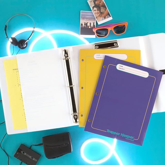 Mead Trapper Keeper Binder, Retro Design, 1 Inch Binder with Folders and Pockets, Holds 8-1/2" x 11" Paper, Colorblock (260038FN-ECM)