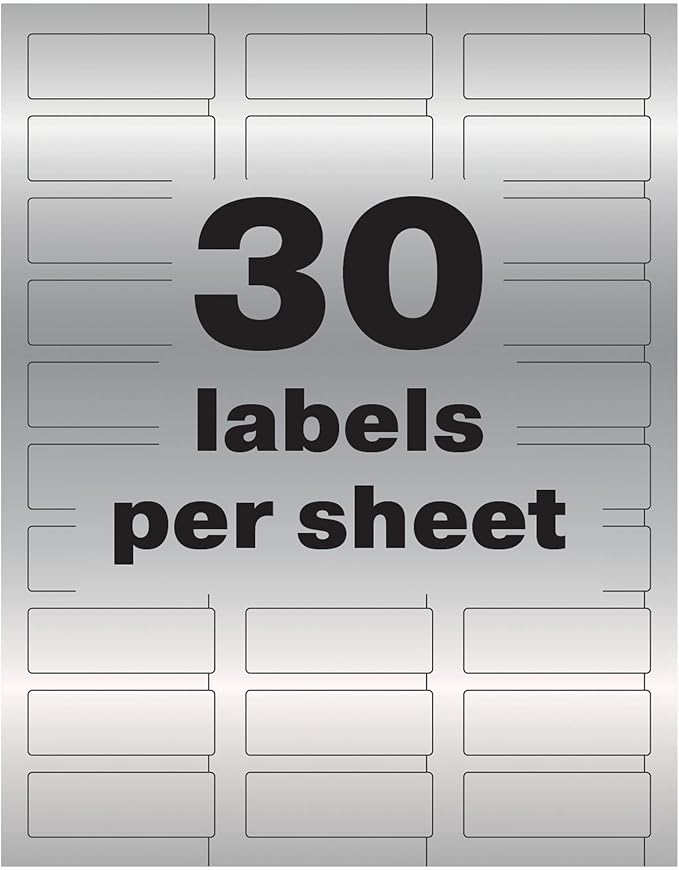 Avery Metallic Asset Tag Labels, 3/4 x 2, Laser Printable Tags, 240 Waterproof Labels (61524)