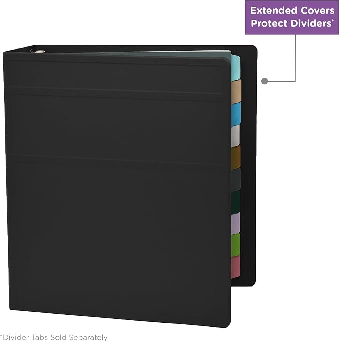 Carstens 3-Inch Heavy Duty 3-Ring Binder - Side Opening, Black, Durable Plastic, Precision No-Gap Rings, Waterproof Cover, No Pockets, Holds 400 US Letter Sheets, BPA-Free, Made in USA (1745-3R)